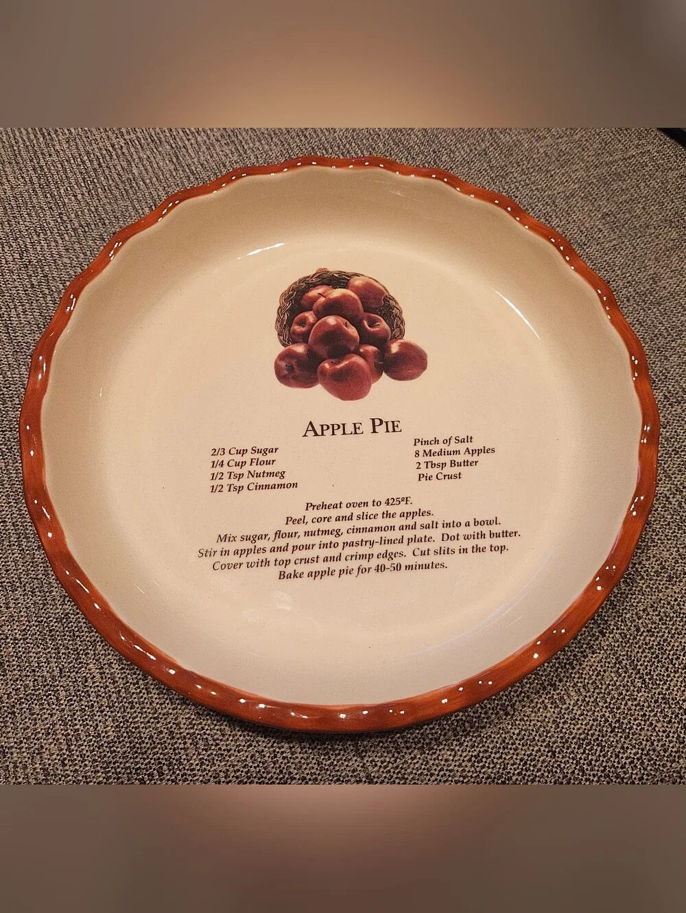 Apple Pie Baking Dish Plate 10